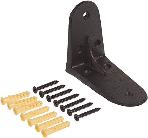 NACH Decorative Shelf Brackets, 2 Pack of 2.8 x 1.8 x 3.5 inch, Black Cast Iron Shelving Brackets - Metal Shelf Supports