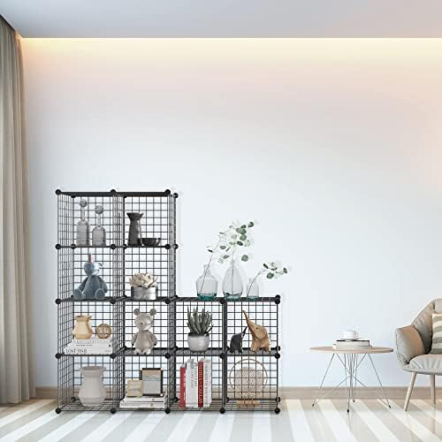 Wire Storage Cubes, Metal Storage Shelves Bookshelf, Stackable Modular Closet Organizer for Bedroom Living Room, Office,