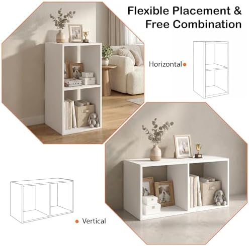 WannabeMyself【Easy Assembly】 2 Cube Storage Organizer with Anti-Tipping Kits,Reversible Open Back Book Shelf, Bookcase f