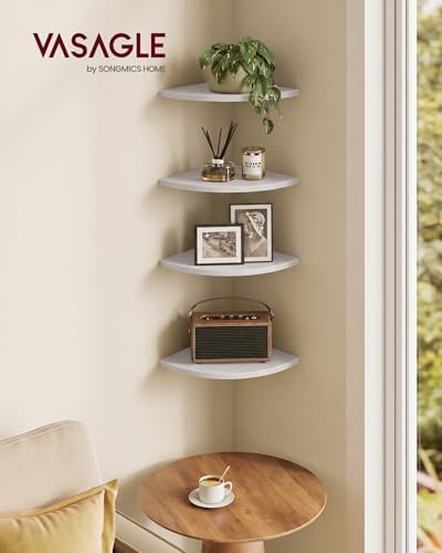 VASAGLE Floating Corner Shelves, Set of 4, 6 x 6 x 0.5 Inches