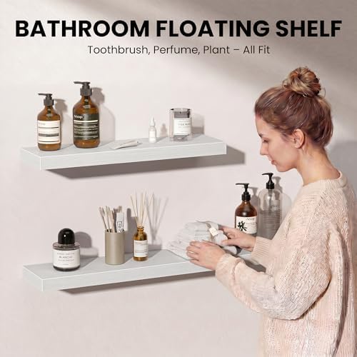 Fun Memories Floating Shelves for Wall 36 Inch, Set of 2 – Wall-Mounted Storage & Display Shelf with Invisible Bracket, 
