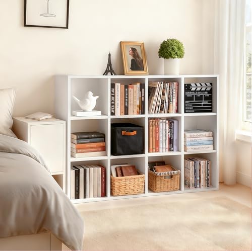 JupiterForce 12-Cube Storage Organizer, Bookcase, Cubical Storage Shelf, Cabinets Organizer, Unit Bookshelf with Back Pa