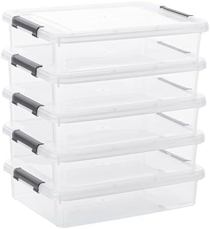 Storage Bins with Lids,6 Quart Clear Sensory Bins,Plastic Bins for Arts Crafts Organizers,Stackable Storage Containers f