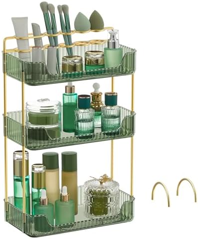 SONGMICS 3-Tier Makeup Organizer, Square, Customizable