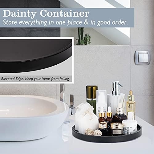Emibele Vanity Tray, Black Round Trays for Bathroom Bedroom Countertop