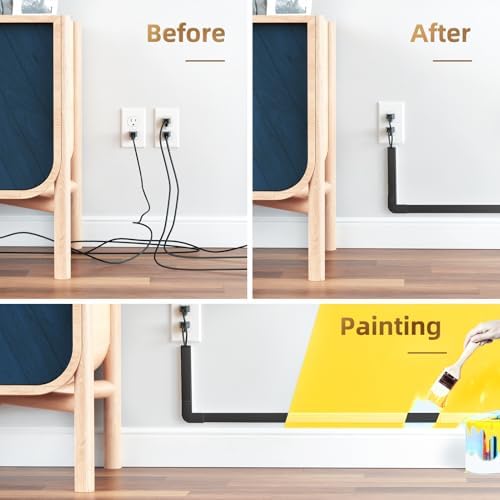 Delamu Black Cord Hider, 85in Cord Covers for 2-3 Wires on Wall, Self-Adhesive Cable Hider, Wire Hiders Wire Covers for 