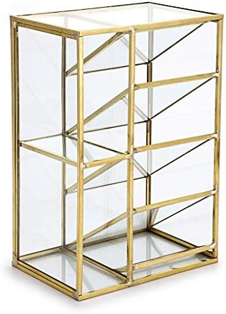 Hipiwe Vintage Gold Metal Desk Organizer - Glass Make up Brushes lipstick Holder Dresser Organizer Pen Pencil Storage Holder for Home Office Supplies (6 Compartment)