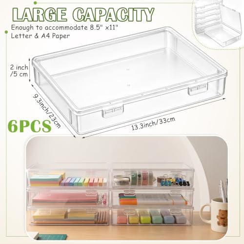 Jetec 6 Pieces Small Clear Plastic Storage Box,13.3 X 9.3 X 2 Inch