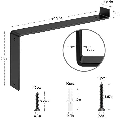Shelf Brackets 12 Inch Heavy Duty Shelf Brackets Wall Hanging with Screws, 4 Pack Metal Shelf Bracket Decorative Corner 