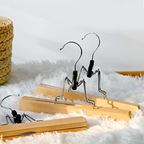 Tosnail 12 Pack Wooden Skirt Pants Clothes Hangers with 360° Swivel Hook, Non Slip Slack Hanger, Jeans Hangers, Trouser 