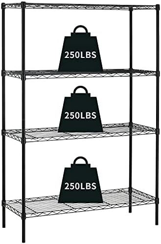 HCY 4-Tier Wire Shelving Unit Storage Shelves Shelf Organizer 54"x36"x14" Heavy Duty Metal Storage Rack NSF Height Adjus