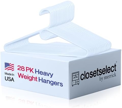 Closetselect Ultra Heavy Duty Hangers 28 Pack - Thick White Clothes Hangers