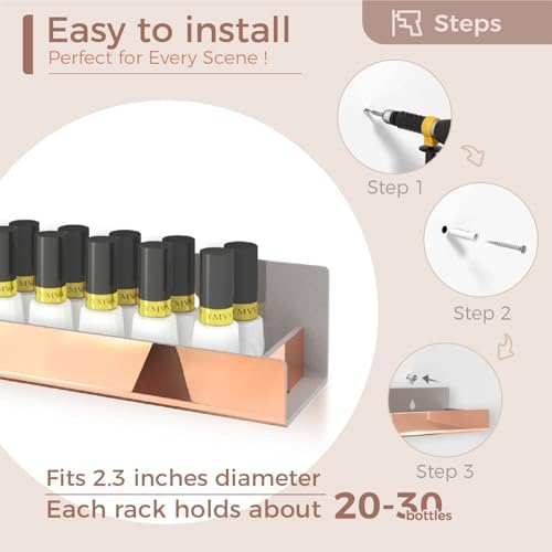 4 Pack 15 Inch Rose Gold Reflective Acrylic Floating Wall Shelves