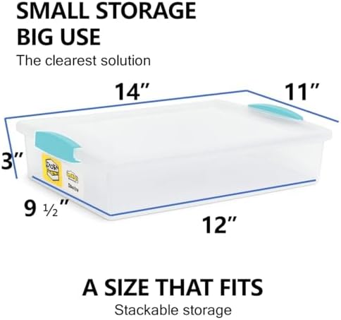 Tribello Plastic Storage Containers With Lids For Organizing, 6 Quarts - (Large - 14 x 11 x 3)