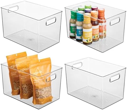 iDesign Storage Bins with Handles, Set of 4, Clear
