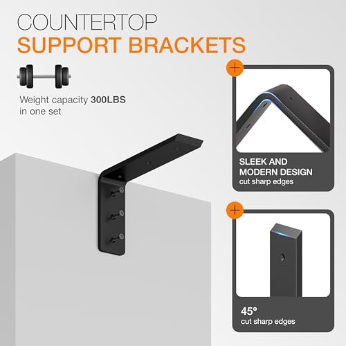 BATODA 10” Countertop Support Steel Brackets (4 PCS), Heavy Duty L Bracket