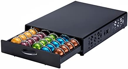 Nespresso Pods Holder Vertuo Drawer Organizer，50 pods，Metal Black