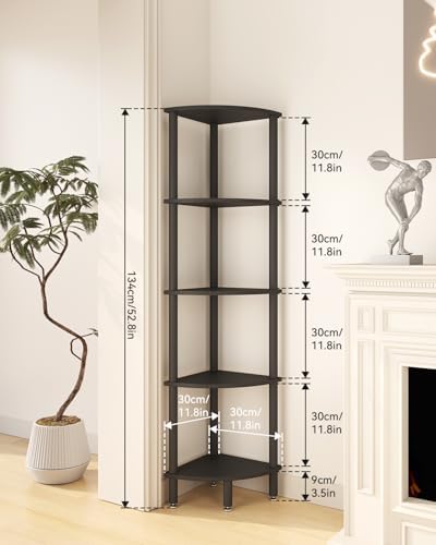IBUYKE 5 Tier Corner Shelf Stand,Industrial Corner Display Rack WBC010B