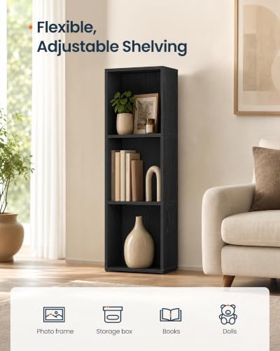 SONGMICS HOME Bookshelf, 3-Tier Narrow Corner Bookcase