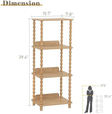 Fultyle Bookshelf, 4-Tier Wooden Bookcase with Open Shelves, Modern Book Shelf for Small Spaces, Bedroom, Living Room an