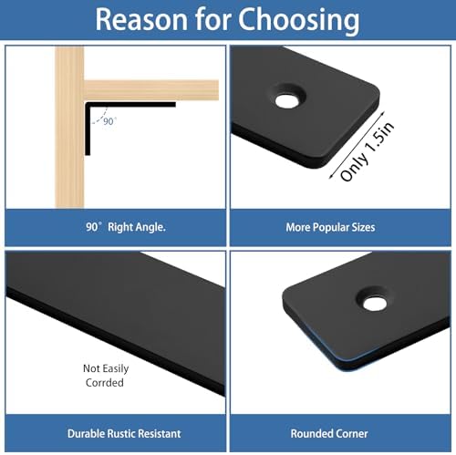 Shelf Brackets 8 inch, Heavy Duty Shelf Bracket 4 Pack L Brackets Black Metal Wall Bracket for Shelves Support Bracket w