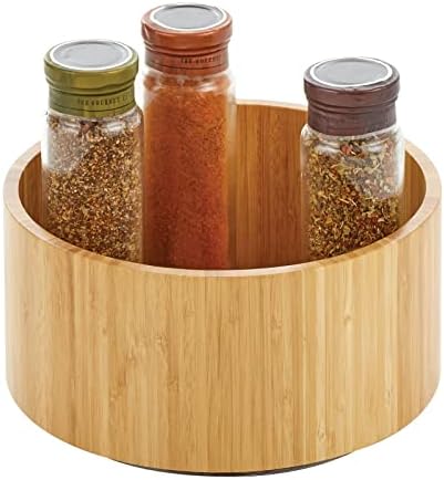 mDesign Lazy Susan Turntable Bamboo Spinner for Kitchen Cabinet, Pantry, Fridge, Cupboards, or Counter, Fully Rotating O