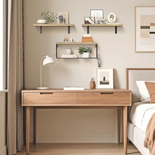 Floating Bathroom Shelves Wall Mounted - Wooden Shelf Set of 3 for Over Toilet Storage & Farmhouse Bathroom Decor - Perf
