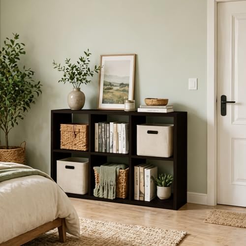 6 Cube Storage Organizer Shelf, Chocolate Color 13in