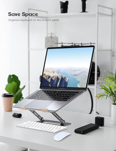 Aoviho Adjustable Laptop Stand for Desk,Portable Laptop Stand Holder and Riser,Foldable Aluminum Notebook Computer Stand