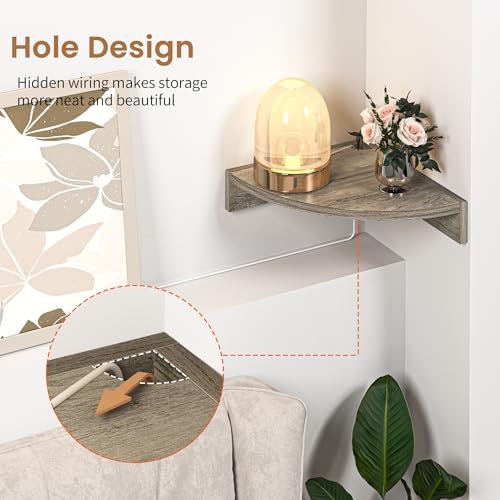 Fun Memories Corner Shelf Wall Mount, Wood Floating Corner Shelves,Corner Wall Shelf for Bedroom, Bathroom, Kitchen, Liv
