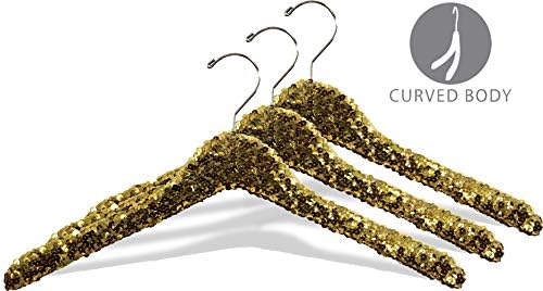 Gold Sequined Wooden Display Hanger, Box of 3