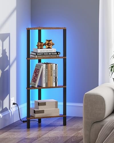 TUTOTAK Corner Shelf, 4-Tier Corner Bookshelf for Small Space