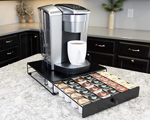 Nifty Coffee Pod Drawer – Compatible with K-Cups, 36 Pod Pack Holder, Non-Rolling, Compact Under Coffee Pot Storage Slid