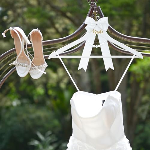 FillTouch 2 Pack Bride and Groom Wedding Hangers,Black and White,Classic