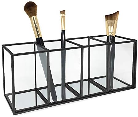 Isaac Jacobs 4-Compartment Organizer with Mirror Base - Black