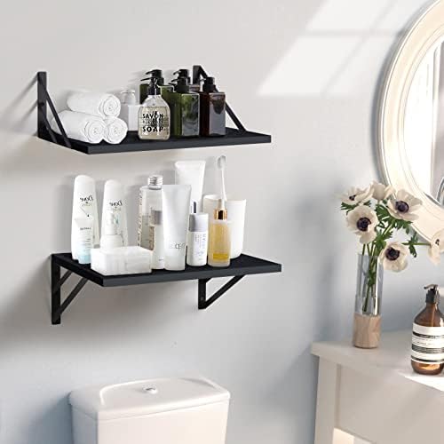 Tectocker-DOU 2 Pc Deep Floating Wall Shelves, Heavy Duty, 16x12, Black