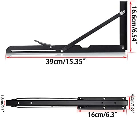 Sumnacon Sturdy Folding Shelf Brackets - Heavy Duty Metal Triangle Table Bench 2 Pcs Folding Shelf Bracket White for Wal