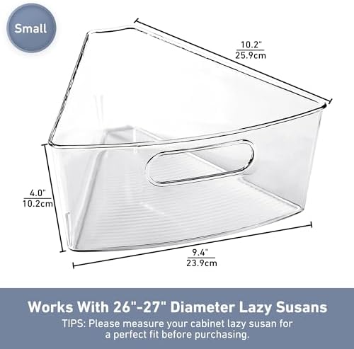 Leeden Lazy Susan Cabinet Organizer, 1/8 Wedge Bins for 26in, 4 Pack