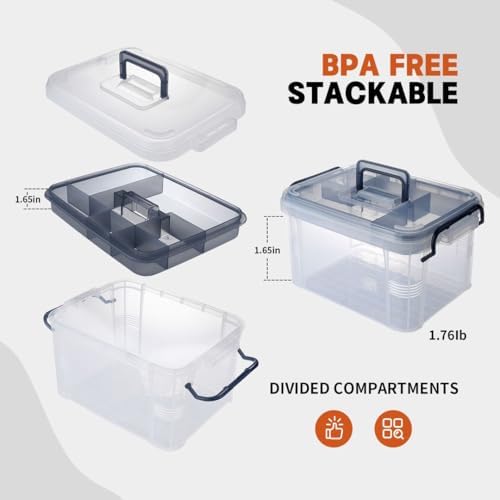 2-Tier Medicine Organizer - Plastic Portable Storage Box with Handle Blue