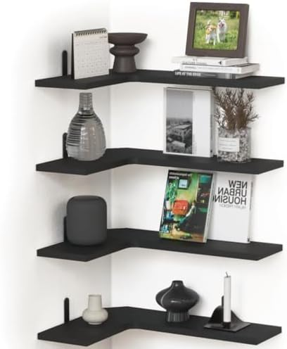Floating Corner Shelves for Wall, Corner Wall Mounted Shelf for Home Décor Storage, Rustic Wood Shelves for Room, Bathro