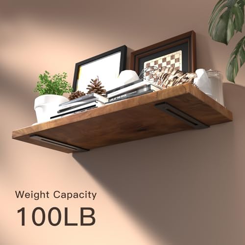 6 Pack 12 Inch Shelf Brackets, 1/5" Thick Hidden L Floating Shelf Bracket