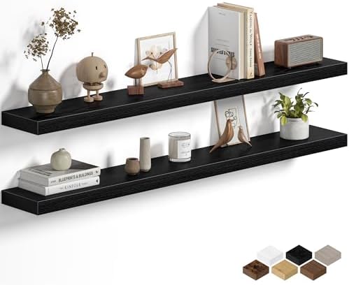 Fun Memories Floating Shelves for Wall 48 Inch, Set of 2 – Wall-Mounted Storage & Display Shelf with Invisible Bracket, 