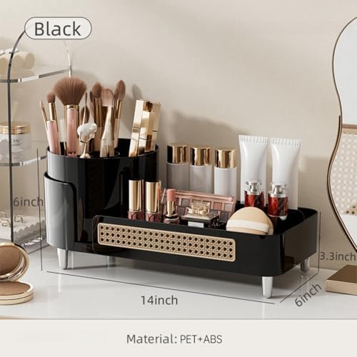 Booklov Rotating Makeup Organizer for Vanity Countertop, Black