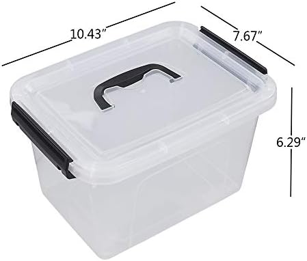 4-Pack Clear Storage Boxes, 5 L Plastic Storage Latch Box