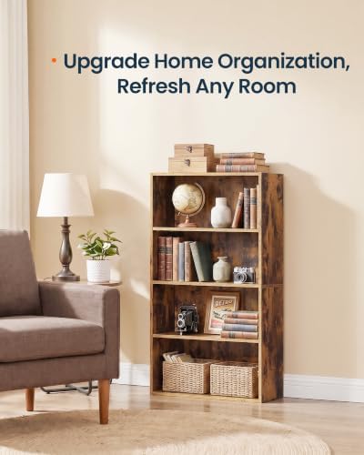 SONGMICS HOME 4-Tier Bookshelf, Narrow Shelving Unit
