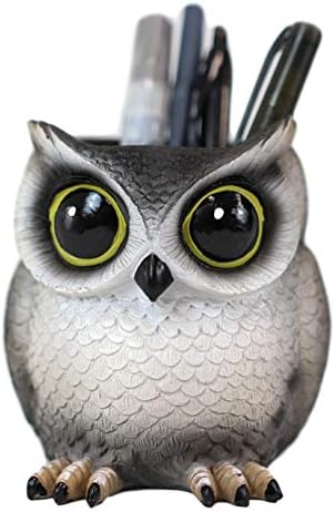 Ebros Tools Of Wisdom Whimsical Great Horned Owl Owlet Baby Stationery Make Up Brush Holder Statue Fantasy Nocturnal Chibi Owls Themed Organizer Office Desktop Pen Pencil Figurine