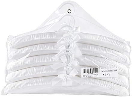 Satin Padded Clothes Hangers 5 Pack, White, No Shoulder Bump