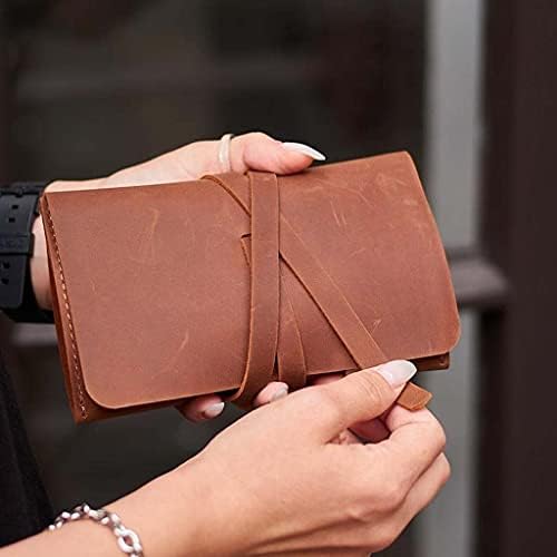 INCARNE Weekend Cable Organizer - Travel Cord Desk Case - TV Kit Cord Bag for Cable Storage - Small Leather Cord Organiz