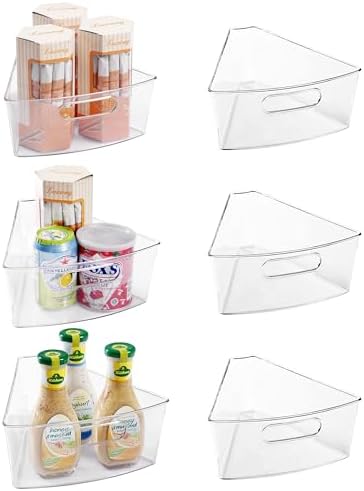 Oubonun Lazy Susan Cabinet Organizer Bins for Kitchen 6 Pack, 1/8 Wedge