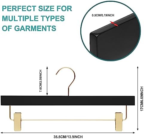 Quality Hangers 20 Pack Ultra Thin Space Saving Black Wooden Hangers - 360 Degree Swivel Hook - Best for Suits Coats & More